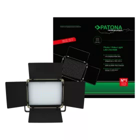   PATONA prémium LED fotó- és videólámpa 216 állítható RGB LED-del