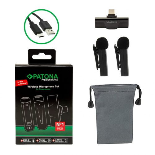 PATONA prémium klipszes lavalier mikrofonok okostelefonokhoz USB-C-vel