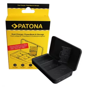   PATONA Canon LP-E6 Dupla töltő Powerbank funkció + memóriakártya tároló