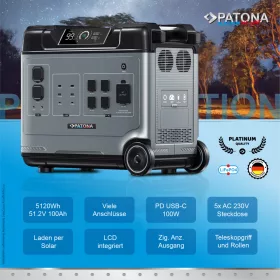   PATONA Platinum Powerstation Autarc 5000 Pro / 5120Wh PD100W USB-C USB-A QC AC DC / LiFePO4