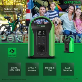   PATONA Premium Powerstation kültéri 300 / 300W 283Wh PD60W USB5V/3A DC12V/5A DC5525