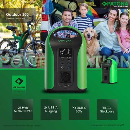 PATONA Premium Powerstation kültéri 300 / 300W 283Wh PD60W USB5V/3A DC12V/5A DC5525