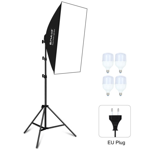 PULUZ 70x50cm Softbox Set + 4db 20W 5700K LED + 2m Állvánnyal - Fotó Studió világítás