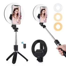   PULUZ 16cm LED körfény körlámpa ringlight - kamera kör lámpa + 90cm Selfie-bot/ Tripod-állvány