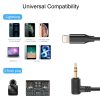 PULUZ 3,5mm TRS-Apple Lightning mikrofon audioadapter kábel (fekete)
