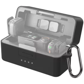 PULUZ DJI Mic 3 töltő tok szilikon védőburkolat - fekete