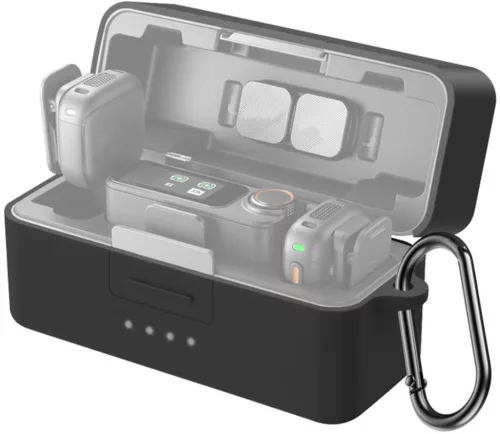 PULUZ DJI Mic 3 töltő tok szilikon védőburkolat - fekete