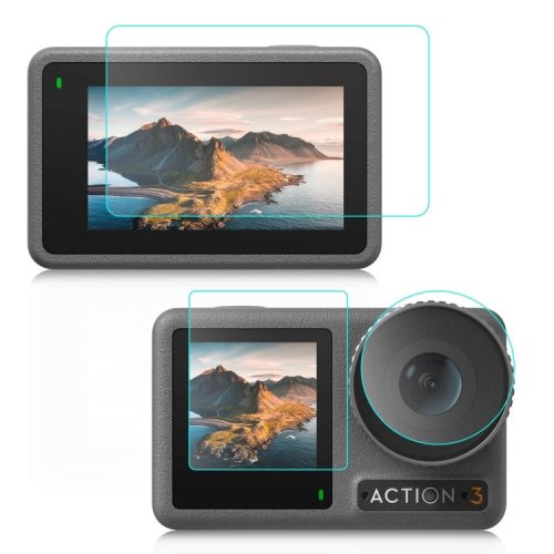 DJI Osmo Action 3 / 4 3in1 Kijelző és Lencse-védő Tempered Glass -üveg