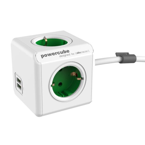Allocacoc PowerCube Extended USB zöld 1,5m kábel