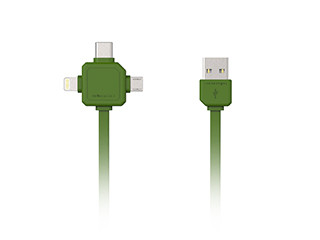 Allocacoc 3 az 1-ben USB-kábel - Zöld
