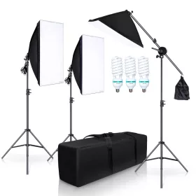   Tripla-Softbox Set - 3* 135W 40*40cm Softbox 2.1M Állvánnyal + Boom-Kar