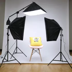   3in1 Softbox Kit -2db 50x70cm 360W (8x45W) Softbox-Fény & 40x40cm Boom Softbox készlet