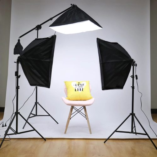 3in1 Softbox Kit -2db 50x70cm 360W (8x45W) Softbox-Fény & 40x40cm Boom Softbox készlet