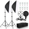 3in1 Softbox Kit -2db 50x70cm 192W (8x 24W) LED Softbox-Fény & 40x40cm Boom Softbox készlet