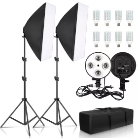   3in1 Softbox Kit -2db 50x70cm 192W (8x 24W) LED Softbox-Fény & 40x40cm Boom Softbox készlet