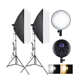   2-in-1 70x50cm 3200-5600K Dupla-Softbox Set 45W LED 210cm Állvánnyal - Fotó Studió világítás (Dupla Set)