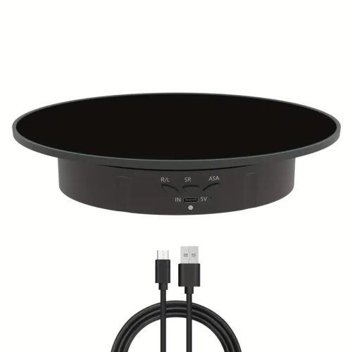 Elektromos 12cm Fekete Termékforgató -360° Forgó Termékfotó Asztal