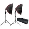Dupla RGB 90cm Octa-Softbox Set - 120W RGB 3000-6000K LED Nyolcszögű Softbox 2M Állvánnyal