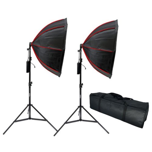 Dupla RGB 90cm Octa-Softbox Set - 120W RGB 3000-6000K LED Nyolcszögű Softbox 2M Állvánnyal