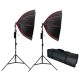 Dupla RGB 90cm Octa-Softbox Set - 120W RGB 3000-6000K LED Nyolcszögű Softbox 2M Állvánnyal