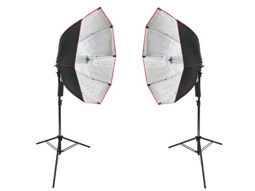 Dupla RGB 90cm Octa-Softbox Set - 120W RGB 3000-6000K LED Nyolcszögű Softbox 2M Állvánnyal