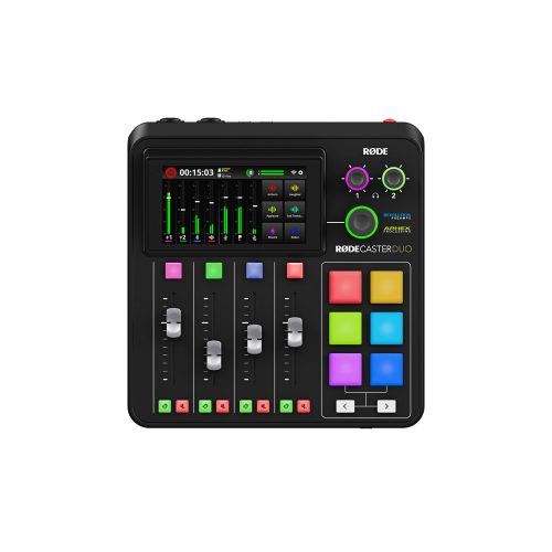 Rode RODECaster DUO kompakt hét csatornás podcast és produkciós keverő és rögzítő USB, Bluetooth, Ethernet és WiFi csatlakozásokkal, fekete