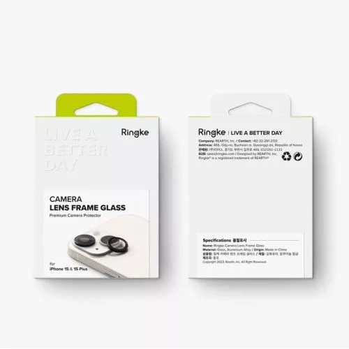 Ringke iPhone 15 / 15 Plus Camera Lens Frame védő Aluminium Alloy készlet átlátszó (fekete)