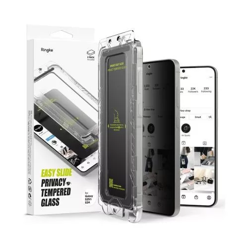 Ringke Galaxy S25/S24 kijelzővédő fólia Premium betekintésvédő edzett üveg 9H – installation jig (2pcs) átlátszó