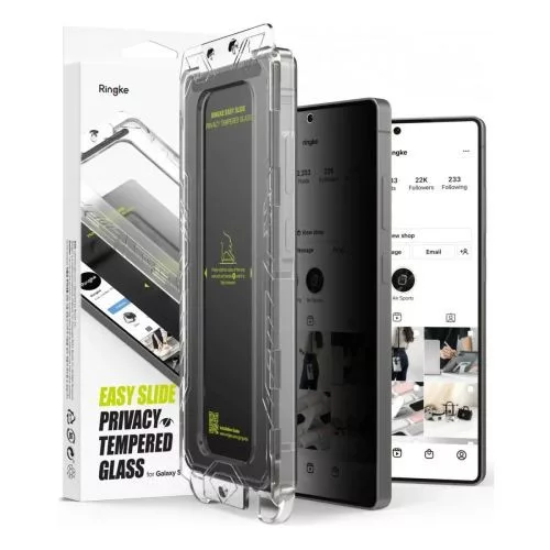 Ringke Galaxy S25 Ultra kijelzővédő fólia Premium betekintésvédő edzett üveg 9H – installation jig (2pcs) átlátszó