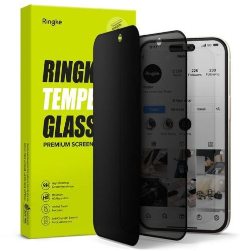 Ringke iPhone 15/16 Kijelzővédő Üveg Easy Slide Privacy - (2 db) - Átlátszó