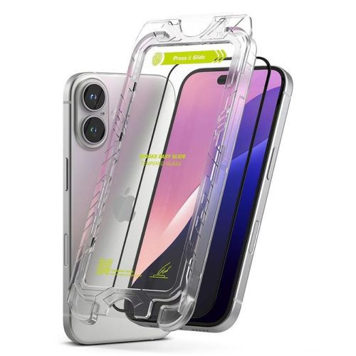 Ringke iPhone 15/16 Kijelzővédő Üveg - Premium Easy Slide Edzett Üveg 9H Telepítési Sablonnal (2 db) - Átlátszó