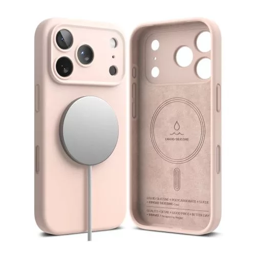 Ringke iPhone 17 Pro Max tok szilikon mágneses Sand (rózsaszín)