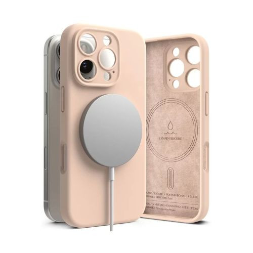 Ringke iPhone 16 Pro mágneses rózsaszín szilikon tok