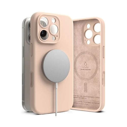 Ringke iPhone 16 Pro Max mágneses rózsaszín szilikon tok
