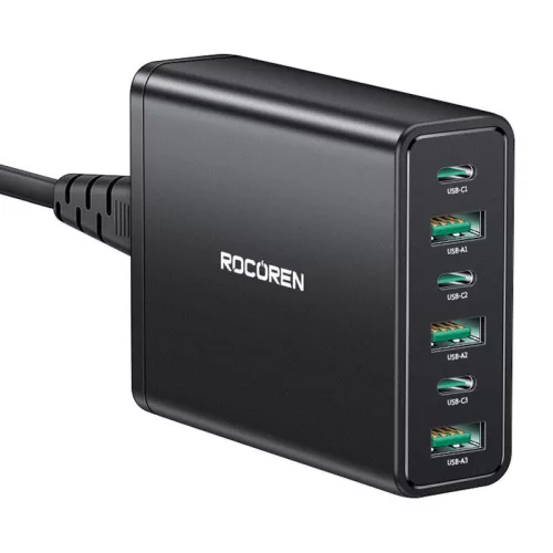 Rocoren 60W-os Töltő 3x USB-C És 3x USB-A Csatlakozó (RCCT3P3A-NLZA01)