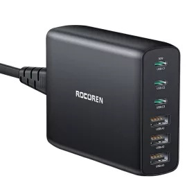   Rocoren 100W GaN Fali Töltő 3x USB-C És 3x /USB Csatlakozó (RCCTZM-NLZA01)