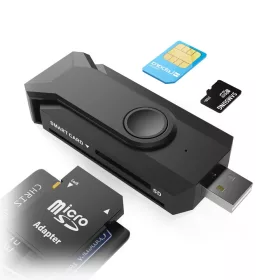   SIM/ CAC Okoskártya- (ISO7816 Class A B C) / SD/ TF Kártyaolvasó és író (USB-A)