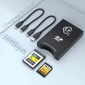   Rocketek 2in1 CFExpress TypeB/ SD Kártyaolvasó és író (USB-A 3.1 Gen2 UHS-II)