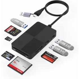   6in1 CFExpress/ SD/ TF/ MS/ XD/ USB 3.0 Kártyaolvasó - USB-C (Type-C) Memóriakártya Olvasó és Író