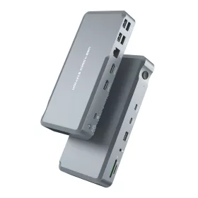   14in1 2x USB-C (Type-C), 5x USB-A 3.2, 2x HDMI, RJ45, SD, TF Kártyaolvasó -PD-100W HUB Dokkoló Állomás