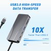 12in1 4x USB-C (Type C), 3x USB-A, HDMI 4K@60Hz, RJ45, 3,5mm Jack, TF, SD Kártyaolvasó -PD-100W HUB Dokkoló Állomás