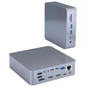   15in1 4x USB-C (Type C), 5x USB-A, 2x HDMI 2.1, 1x DP 4K@30Hz, RJ45, SD, TF Kártyaolvasó, 2x 3,5mm Jack -HUB Dokkoló Állomás