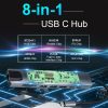 8 in 1 USB-C 3.0 HUB dokkoló adapter - 2x USB 3.0, Type-C USB, SD TF kártya olvasó, 4K HDMI, 65