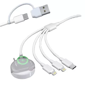   Rocketek 6in1 USB-A/ USB-C- Micro-USB/ USB-C (Type-C)/ 2x Apple Lightning/ Vezetéknélküli Töltő Adapter, 3A Átalakító-kábel (2m) [ZJK04]