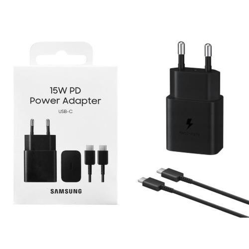 Samsung 15W-os utazótöltő Type-C – Type-C kábellel, fekete