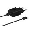 Samsung 15W-os utazótöltő Type-C – Type-C kábellel, fekete