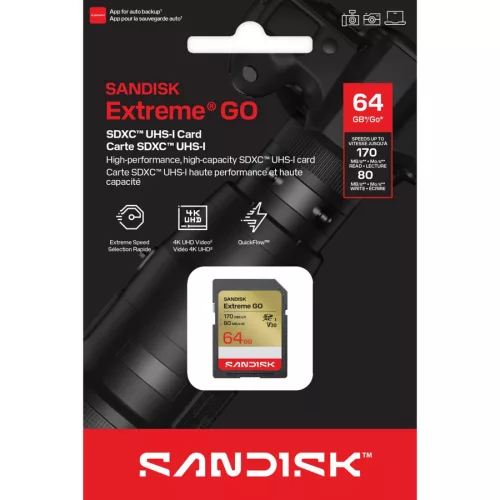 SanDisk Extreme GO SDXC 64GB CL10 UHS-I U3 V30 (170/80 MB/s)