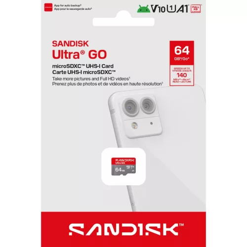 SanDisk Ultra GO microSDXC 64GB CL10 UHS-I U1 A1 (140 MB/s)