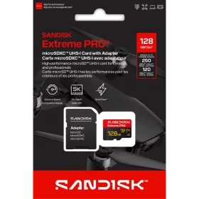   SanDisk Extreme PRO microSDXC 128GB + adapter CL10 UHS-I U3 V30 A2 (250/120 MB/s)