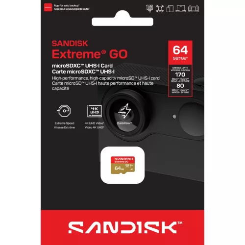 SanDisk Extreme GO microSDXC 64GB CL10 UHS-I U3 V30 A2 (170/80 MB/s)